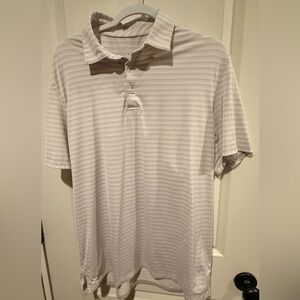 Southern Tide Brrr Striped Polo Shirt sz Mens L Large Gray White Golf